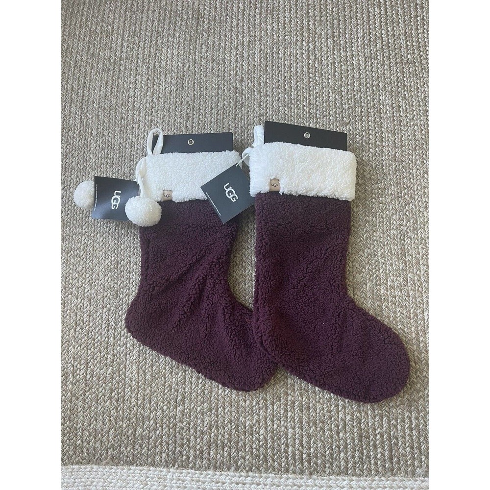 UGG Christmas Stocking Classic Sherpa Red Burgundy Cabernet Holiday Decorations